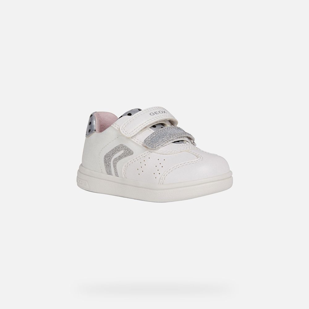 Tenis Geox Bebe Branco/Prateadas - Djrock Girl - NLECP5926